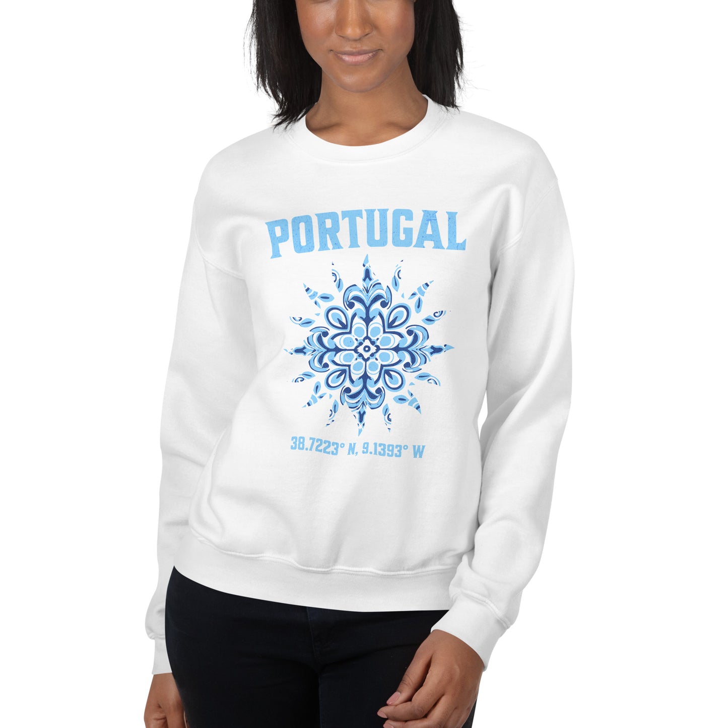 Portugal Sun Design with Portuguese Tiles & Coordinates -  Unisex Hoodie