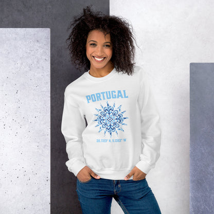 Portugal Sun Design with Portuguese Tiles & Coordinates -  Unisex Hoodie