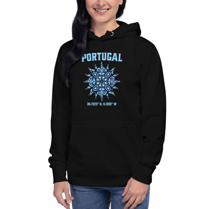 Portugal Sun Design with Portuguese Tiles & Coordinates - Unisex Hoodie