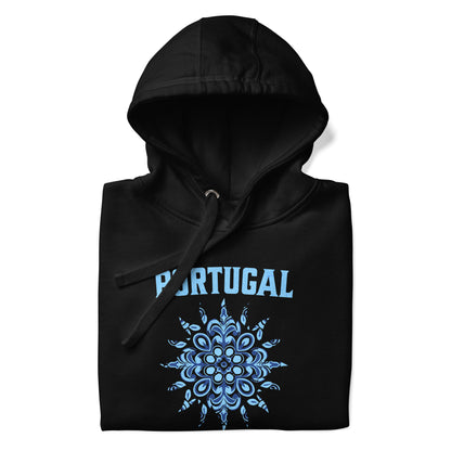 Men’s Hoodie with Portugal Sun Design, Portuguese Tiles & Coordinates