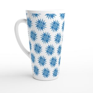 Contemporany Portuguese Tiles Design Mug - Sun Design - White Latte 17oz Ceramic Mug
