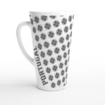 Contemporany Portuguese Tiles Design Mug - Sun Design- Gray - White Latte 17oz Ceramic Mug