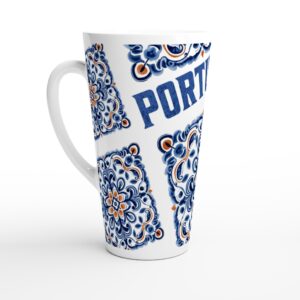 Portuguese Tiles Mug Design - White Latte 17oz Ceramic Mug